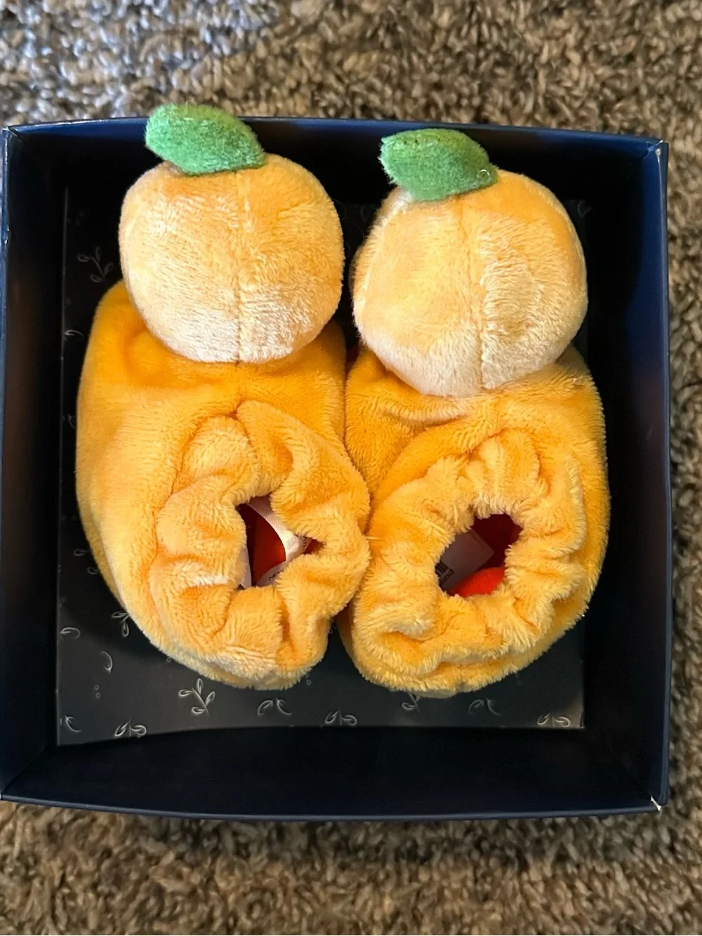 Orange Pumpkin Plush Baby Slippers